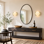 Rectangular Plate Front Orb Alabaster Wall Sconce