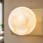 Rectangular Plate Front Orb Alabaster Wall Sconce