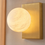 Rectangular Plate Side Orb Alabaster Wall Sconce