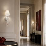 Red Crystal Pleated Fabric Glass Wall Sconce