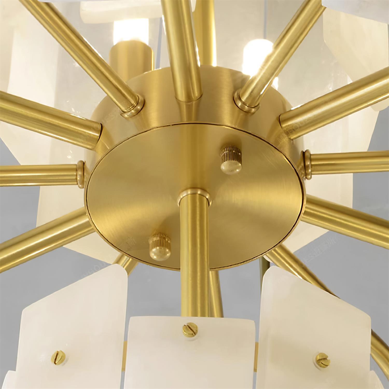 Regina Alabaster Chandelier – Elegant Brass & White Alabaster Light Fixture