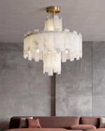 Regina Alabaster Chandelier – Elegant Brass & White Alabaster Light Fixture