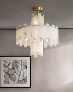 Regina Alabaster Chandelier – Elegant Brass & White Alabaster Light Fixture