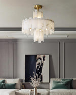 Regina Alabaster Chandelier – Elegant Brass & White Alabaster Light Fixture