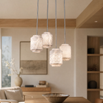 Ribbed Cylinder Pendant Alabaster
