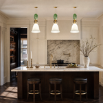 Ribbed Green Amber Glass Bow-Tie Bell Pendant Light