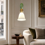 Ribbed Green Amber Glass Bow-Tie Bell Pendant Light