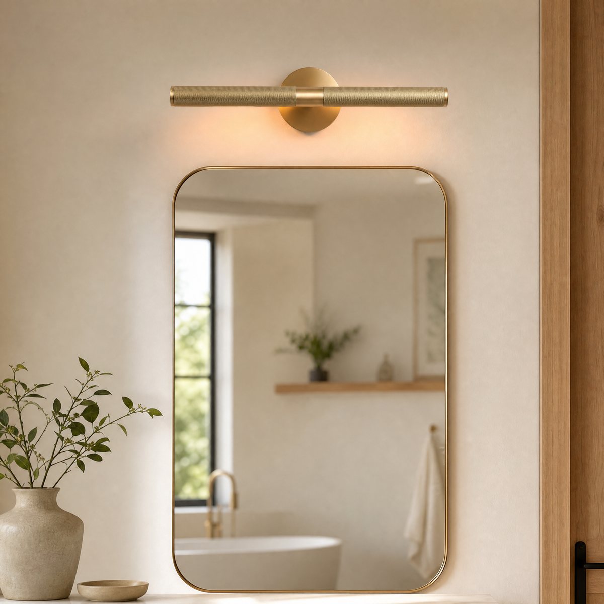 Ribbed Vanity Light 19 Inch Single - Copper