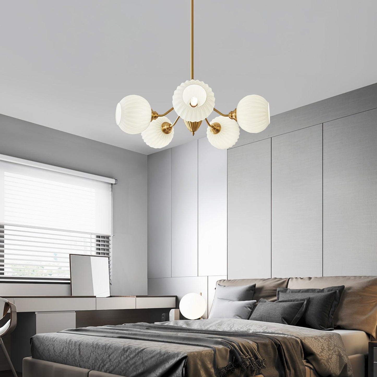 Ribbed Glass Ball Chandelier - YIOSI