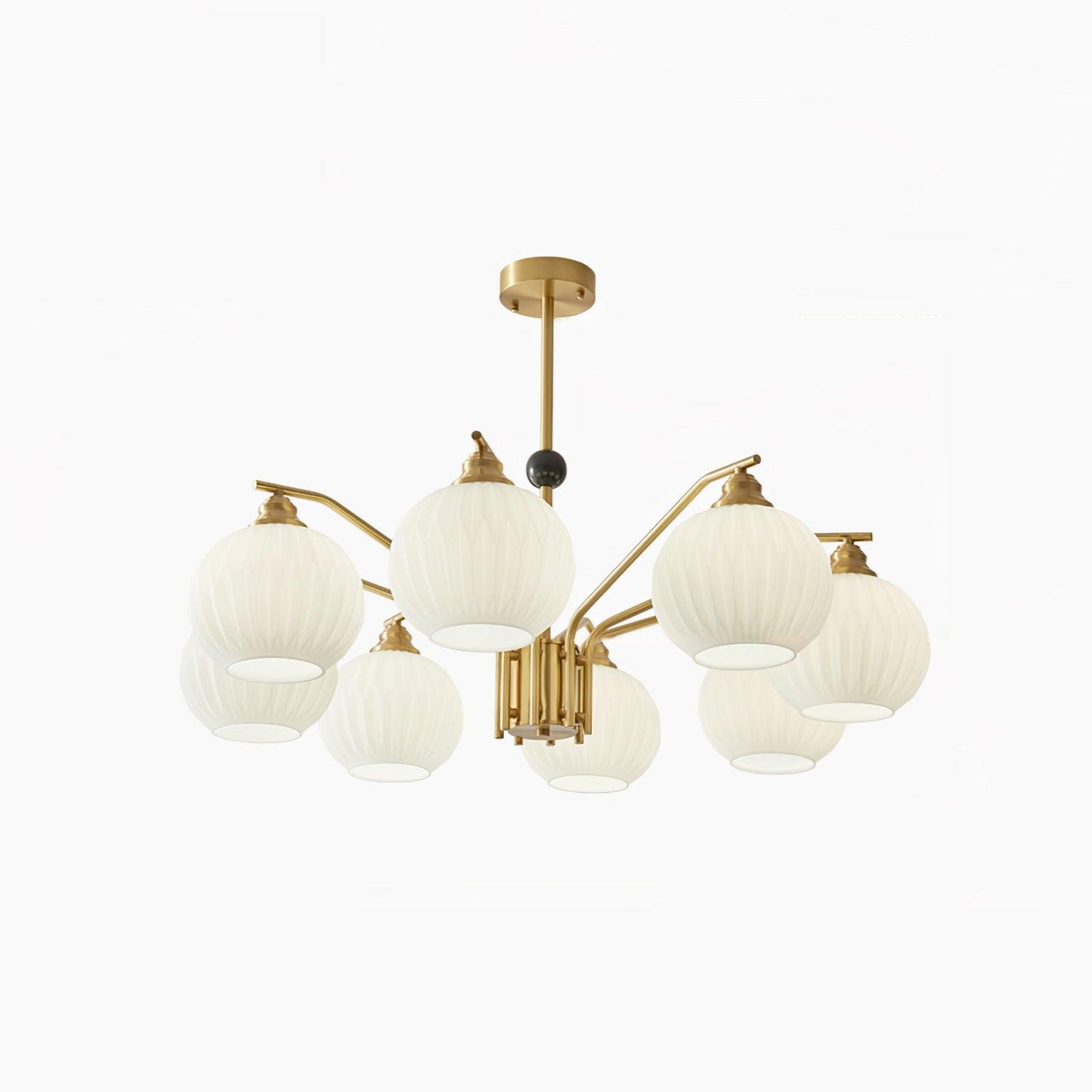 Ribbed Glass Gold Chandelier - YIOSI