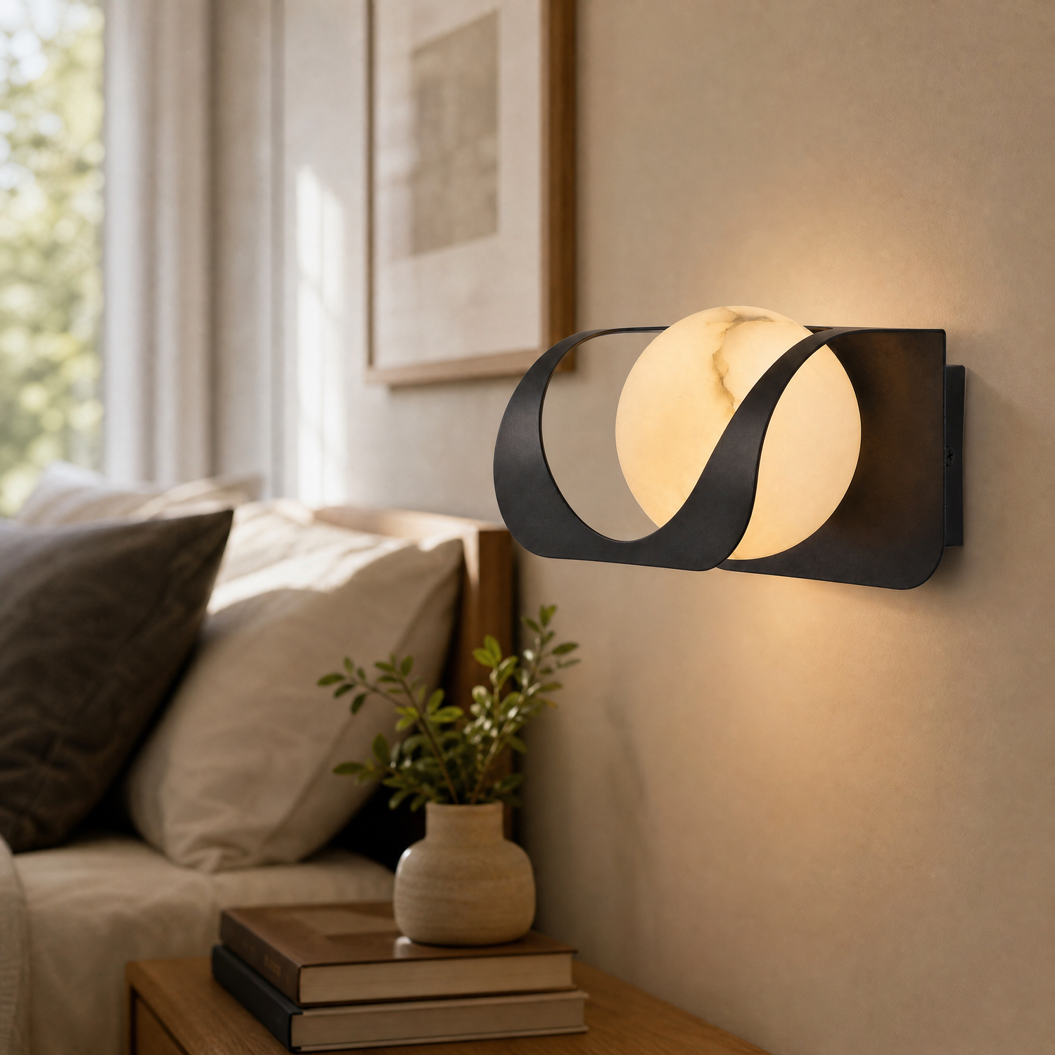 Ribbon Curve Flowing Drape Alabaster Wall Sconce