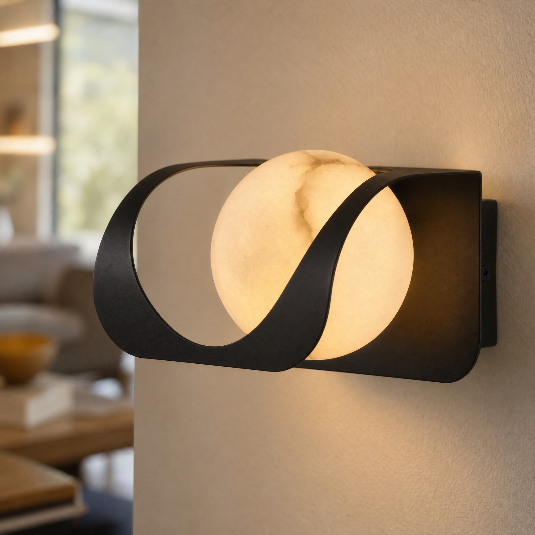 Ribbon Curve Flowing Drape Alabaster Wall Sconce
