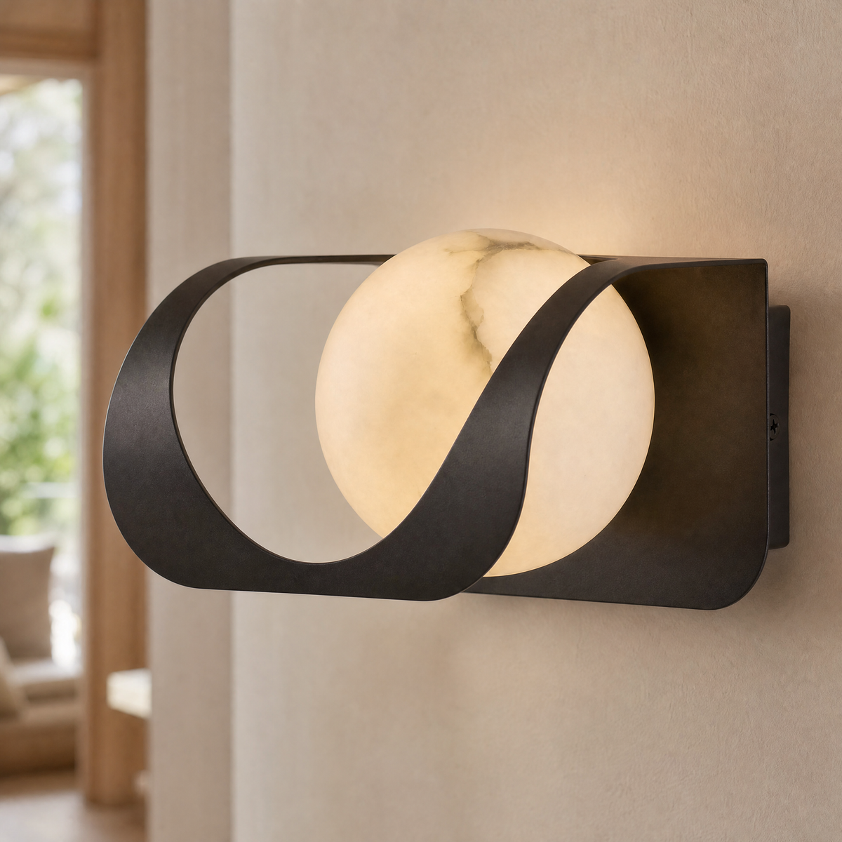 Ribbon Curve Flowing Drape Alabaster Wall Sconce