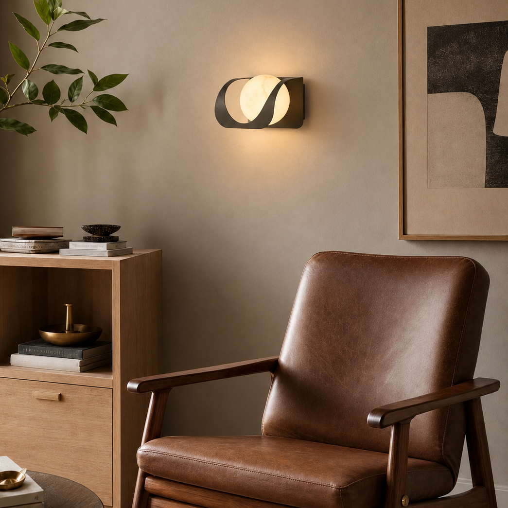 Ribbon Curve Flowing Drape Alabaster Wall Sconce