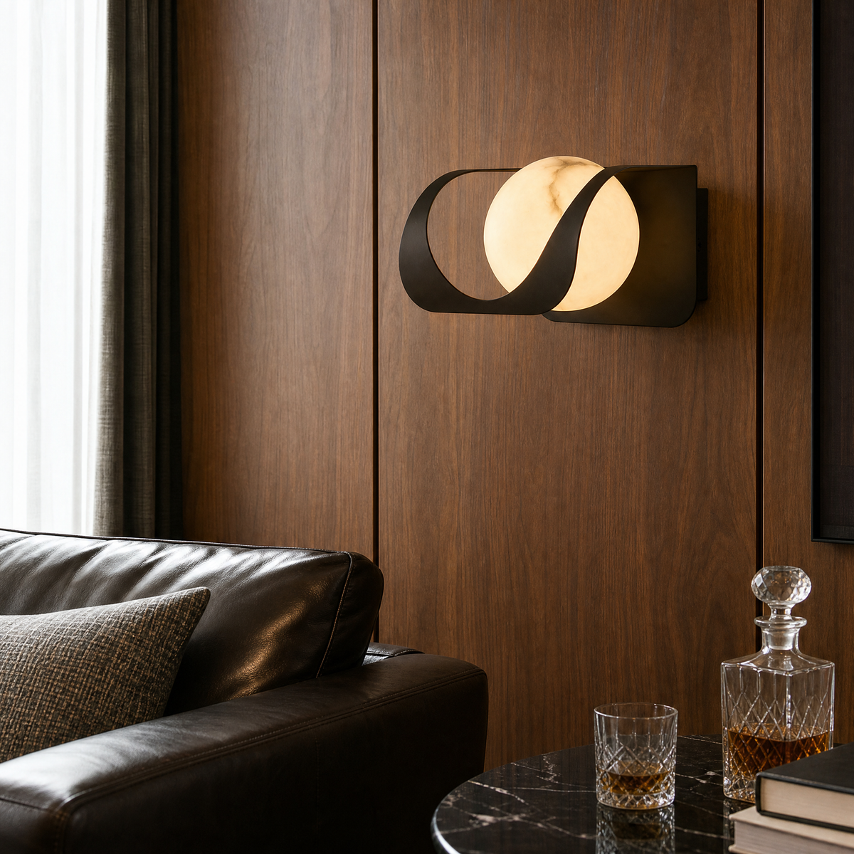Ribbon Curve Flowing Drape Alabaster Wall Sconce