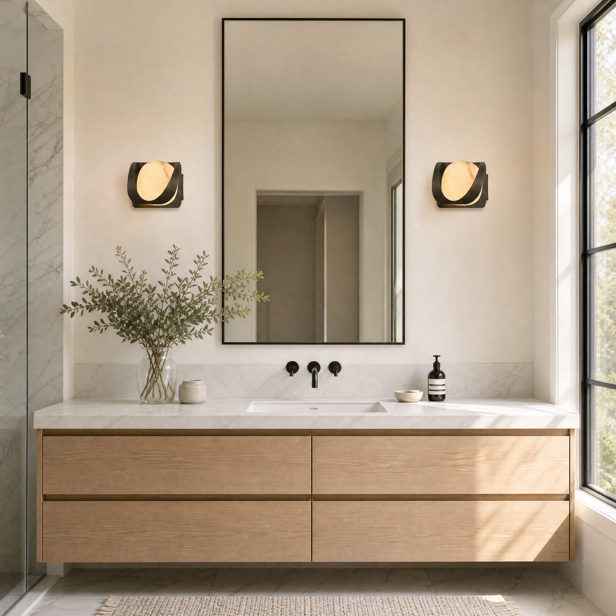 Ribbon Curve Flowing Drape Alabaster Wall Sconce