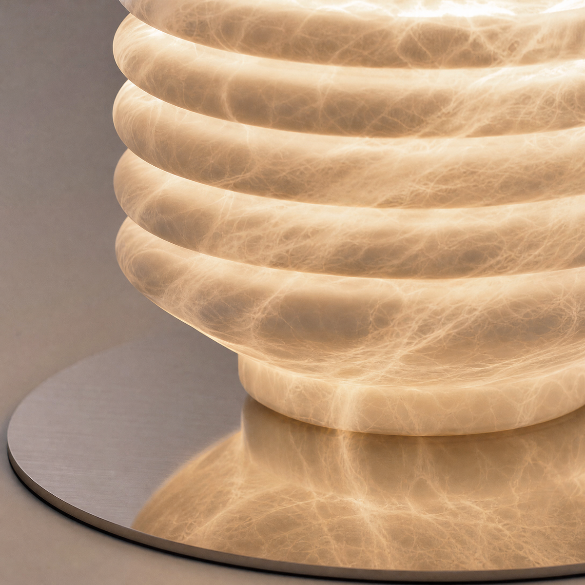 Ridged Jar Table Alabaster