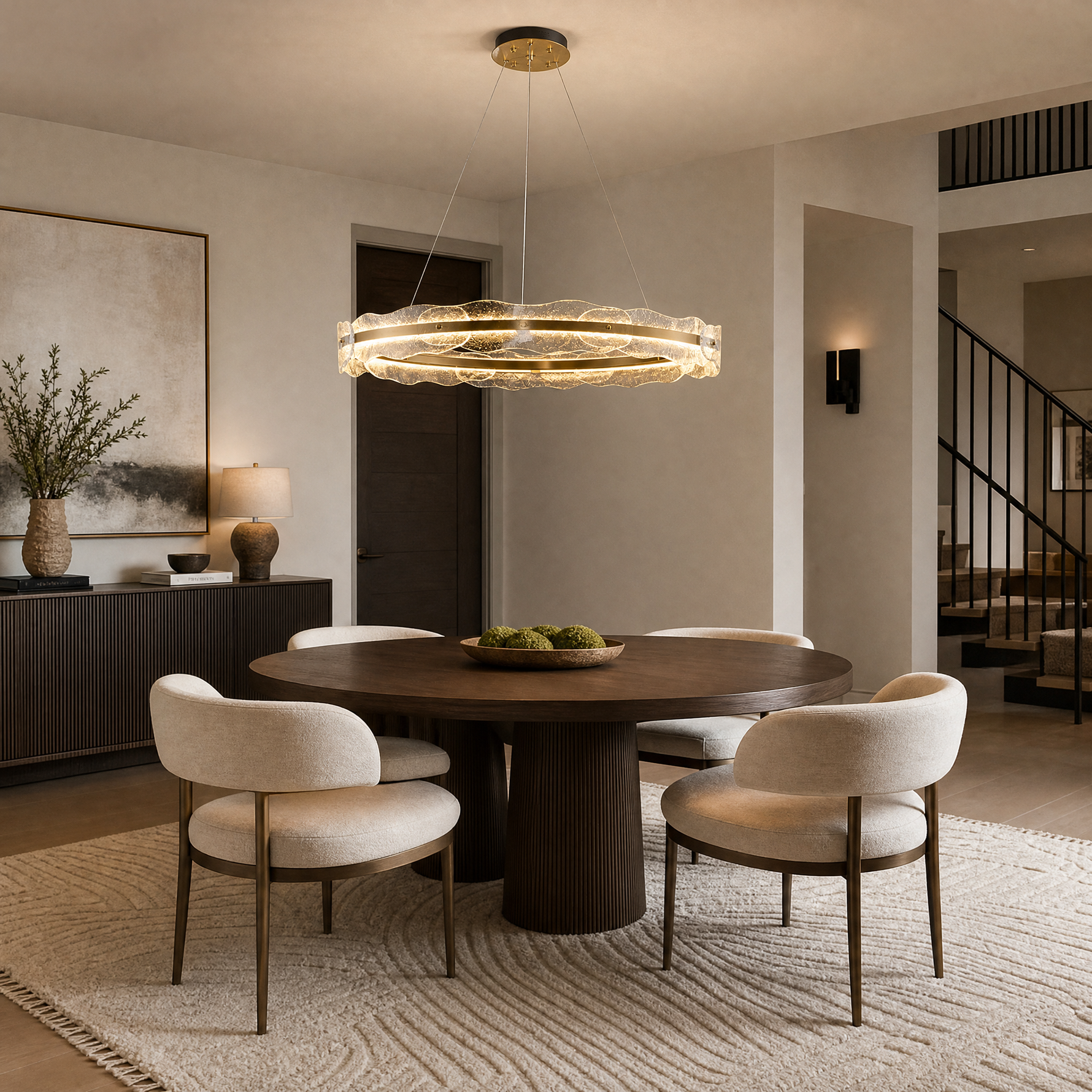 Ridley Stainless Steel Glass Chandelier