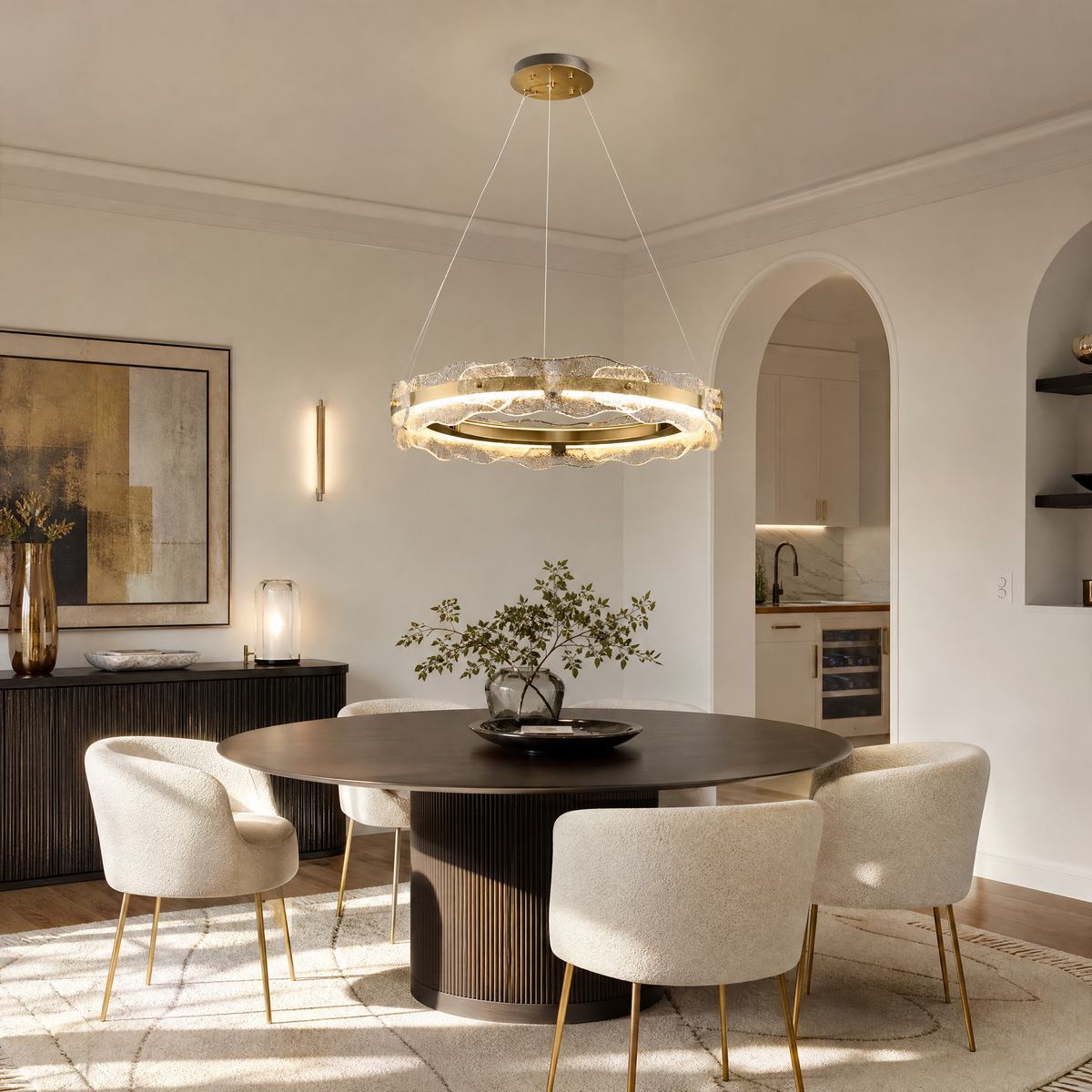 Ridley Stainless Steel Glass Chandelier