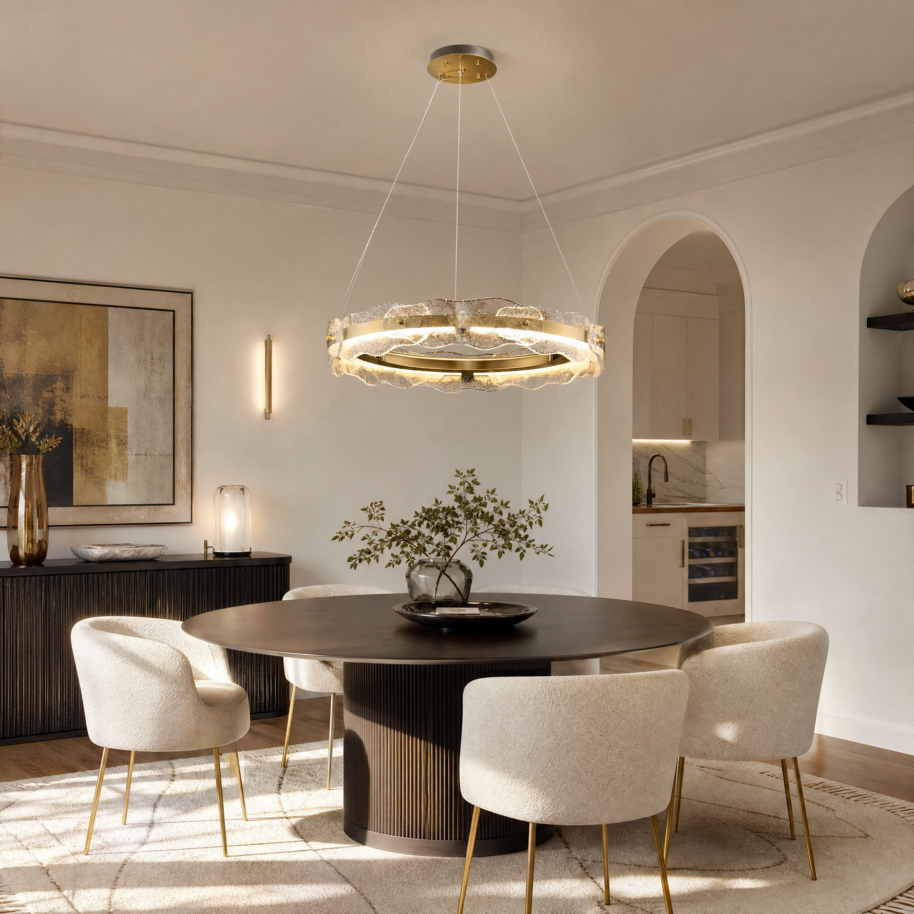 Ridley Stainless Steel Glass Chandelier