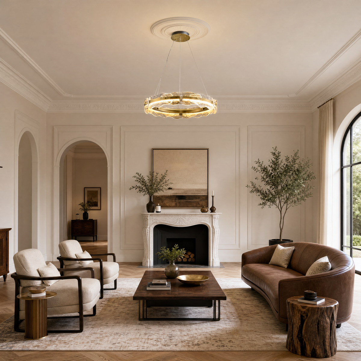Ridley Stainless Steel Glass Chandelier