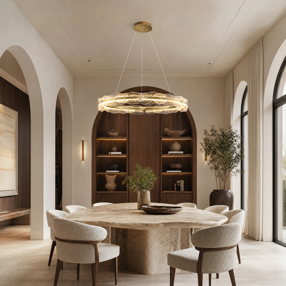 Ridley Stainless Steel Glass Chandelier