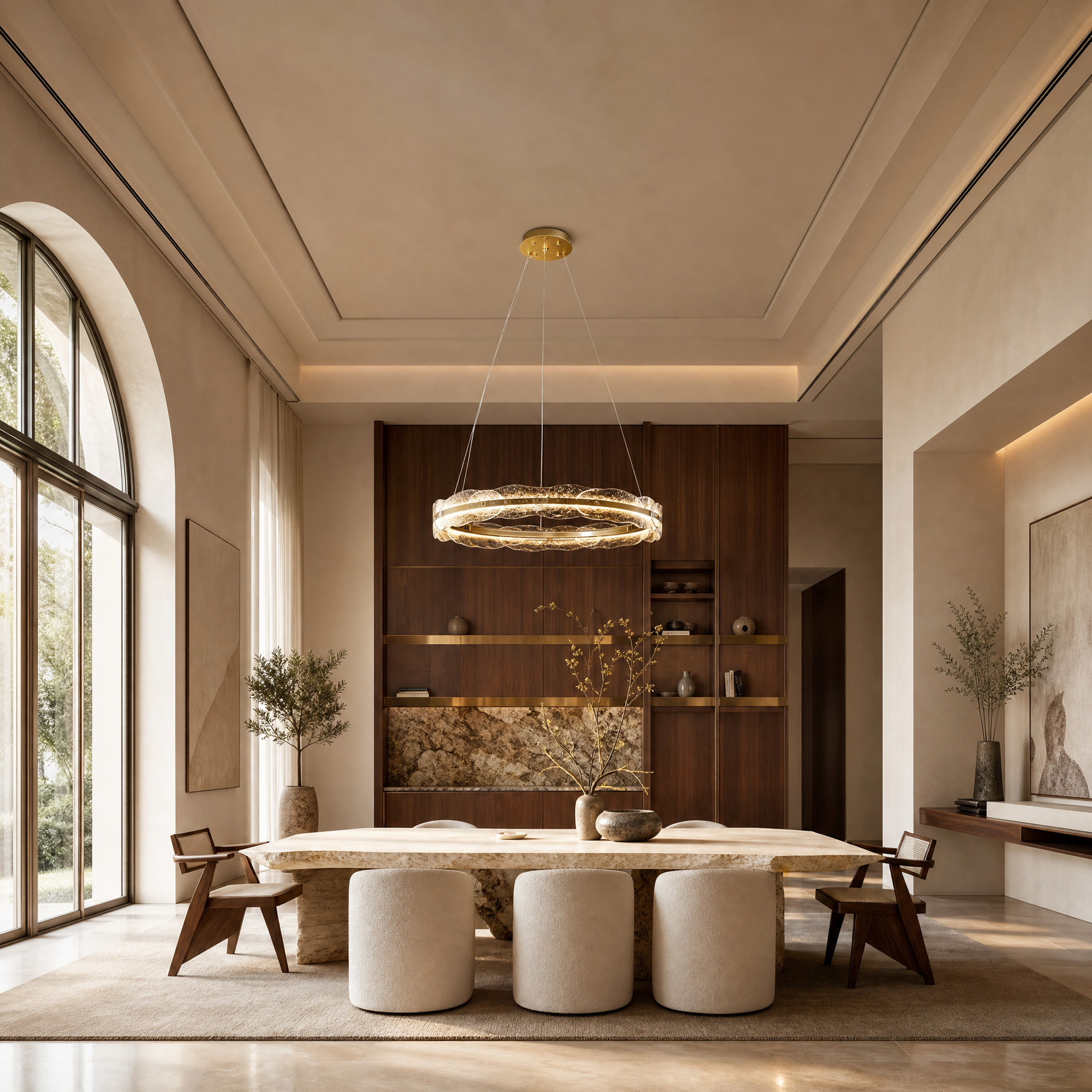 Ridley Stainless Steel Glass Chandelier