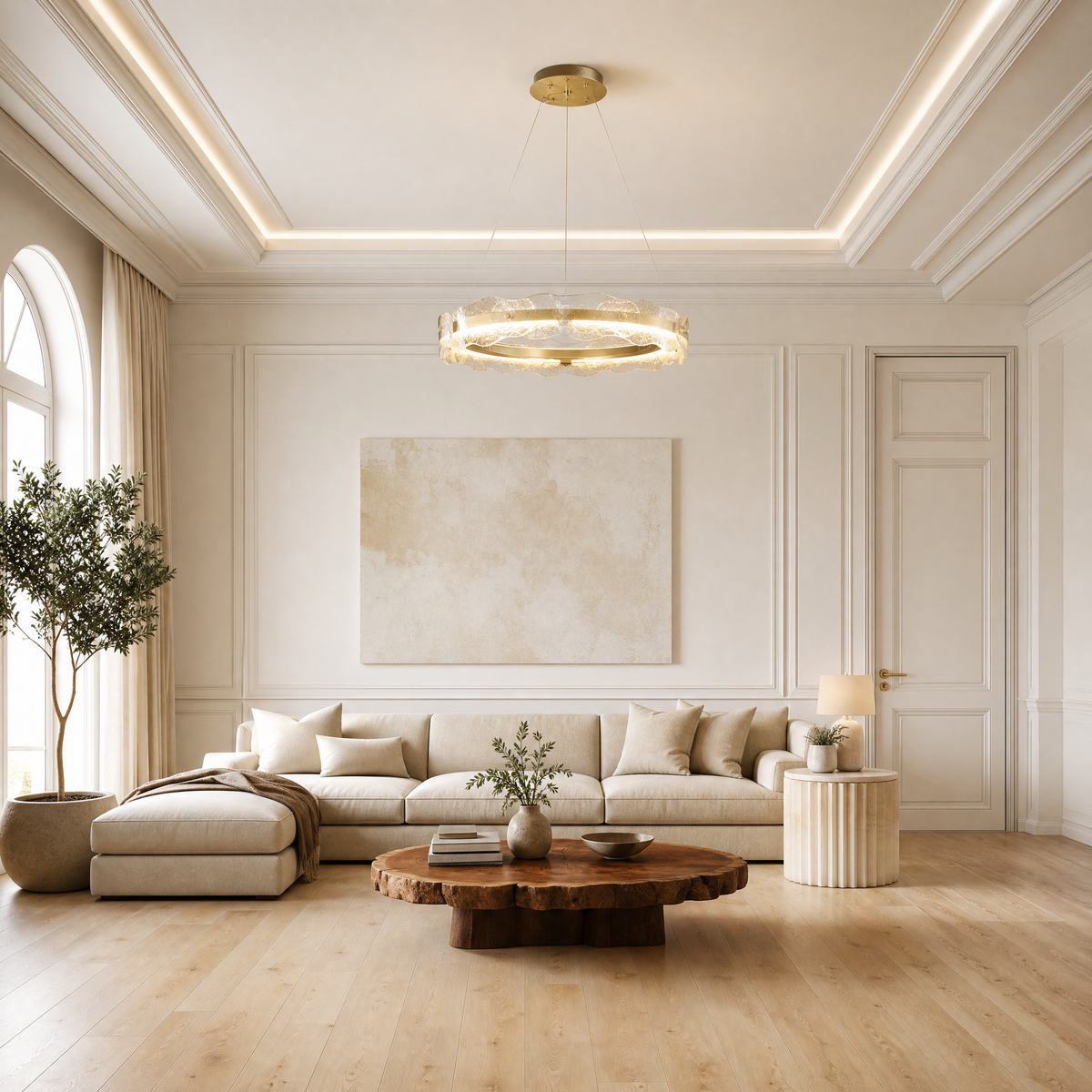 Ridley Stainless Steel Glass Chandelier