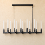 Right Angle Glass Linear Dining Pendant 1370 - Black (Fixed Glass)