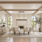 Right Angle Glass Linear Dining Pendant 1370 - Black (Fixed Glass)