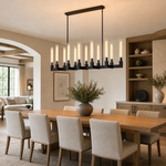 Right Angle Glass Linear Dining Pendant 1370 - Black (Fixed Glass)