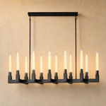 Right Angle Glass Linear Dining Pendant 1370 - Black (Fixed Glass)