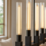Right Angle Glass Linear Dining Pendant 1370 - Black (Fixed Glass)