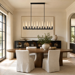 Right Angle Glass Linear Dining Pendant 1740 - Black (Fixed Glass)