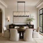 Right Angle Glass Linear Dining Pendant 1740 - Black (Fixed Glass)