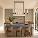 Right Angle Glass Linear Dining Pendant 1740 - Black (Fixed Glass)