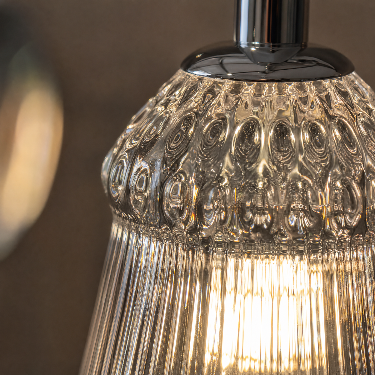 Ring Frame Ribbed Glass Bell Wall Sconce