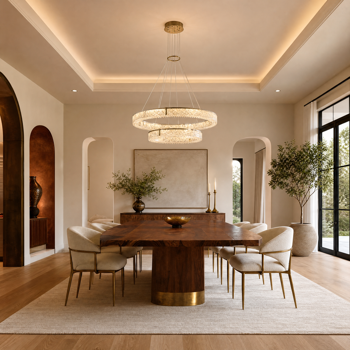 Roccia Stone Crystal Duo Chandelier