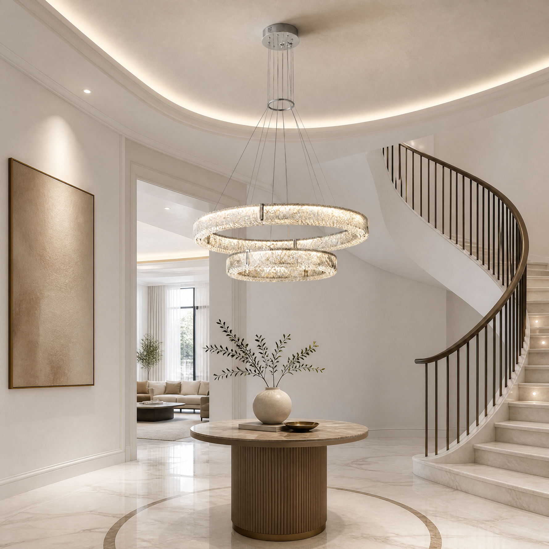 Roccia Stone Crystal Duo Chandelier