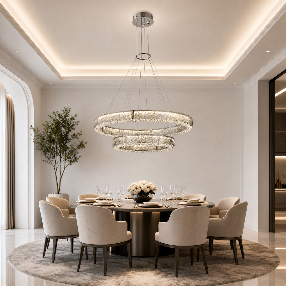 Roccia Stone Crystal Duo Chandelier