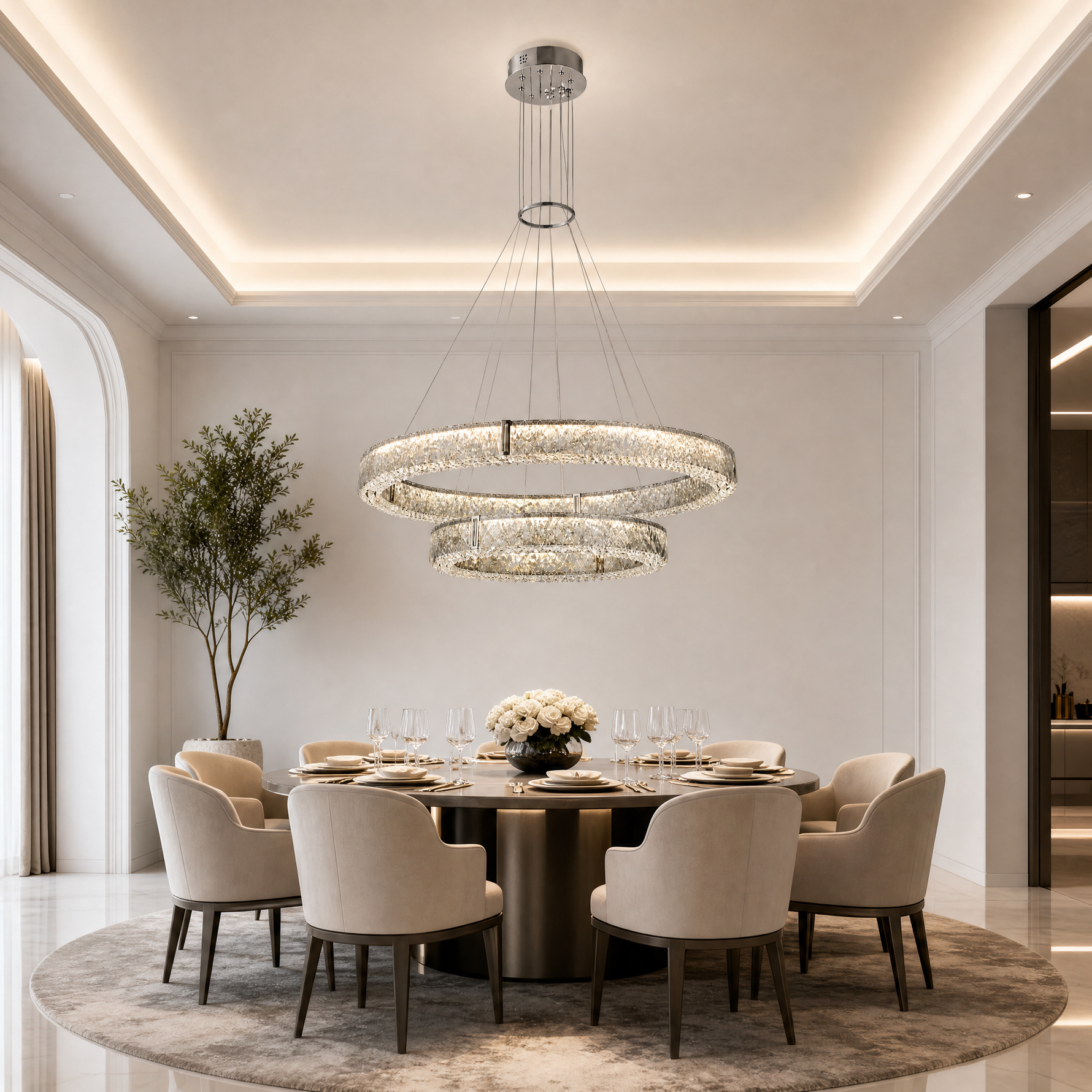 Roccia Stone Crystal Duo Chandelier