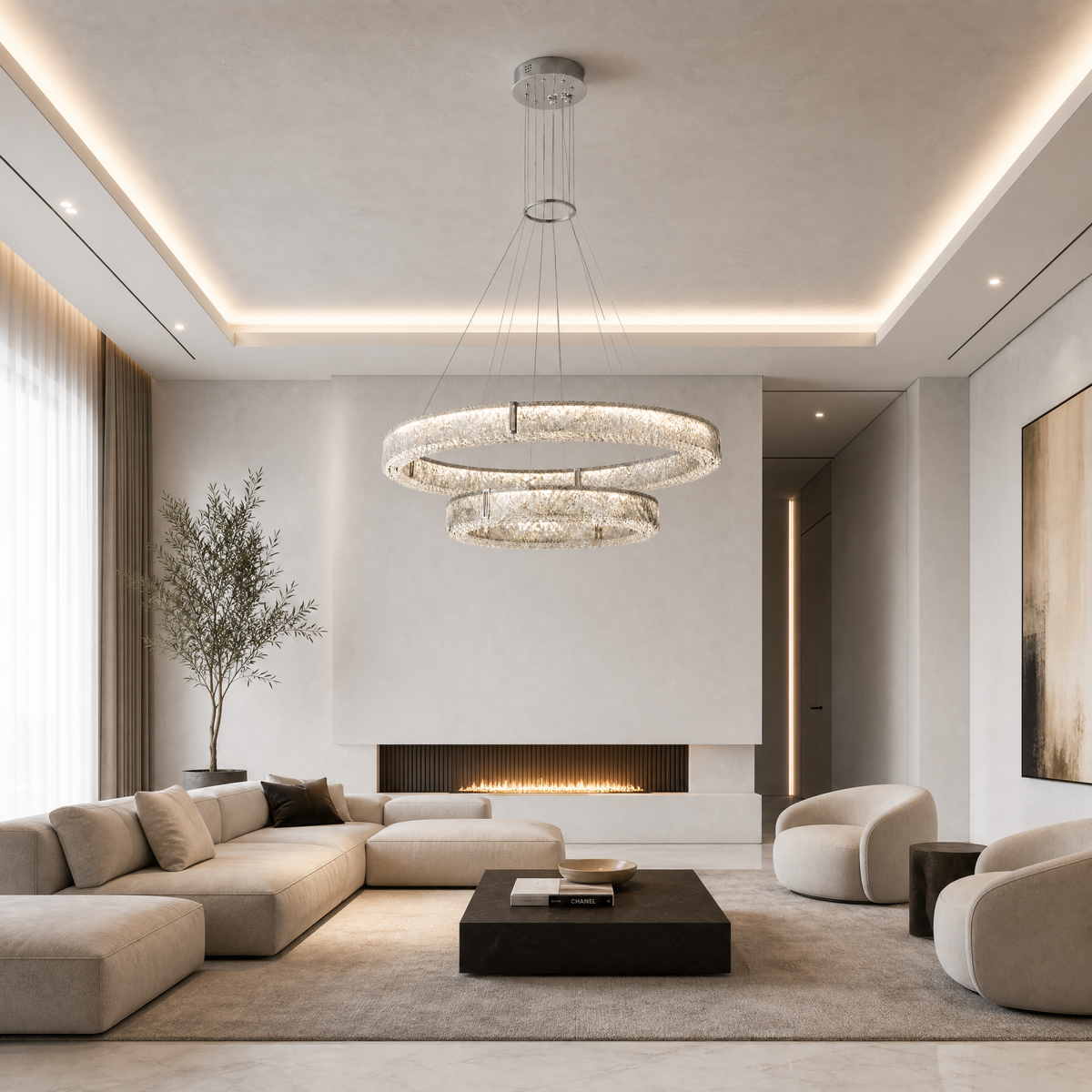 Roccia Stone Crystal Duo Chandelier