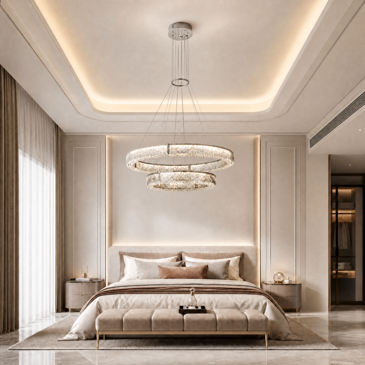 Roccia Stone Crystal Duo Chandelier