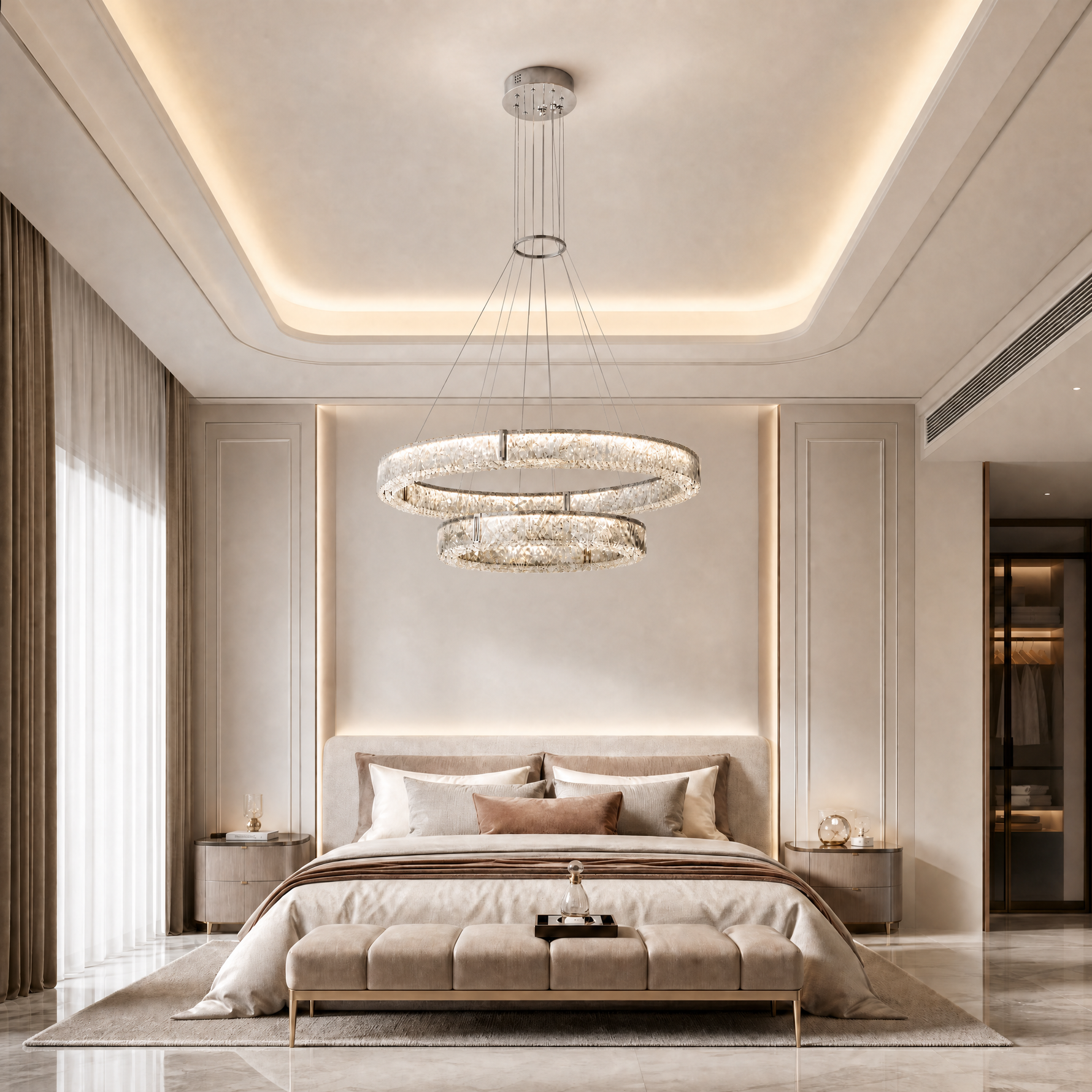 Roccia Stone Crystal Duo Chandelier