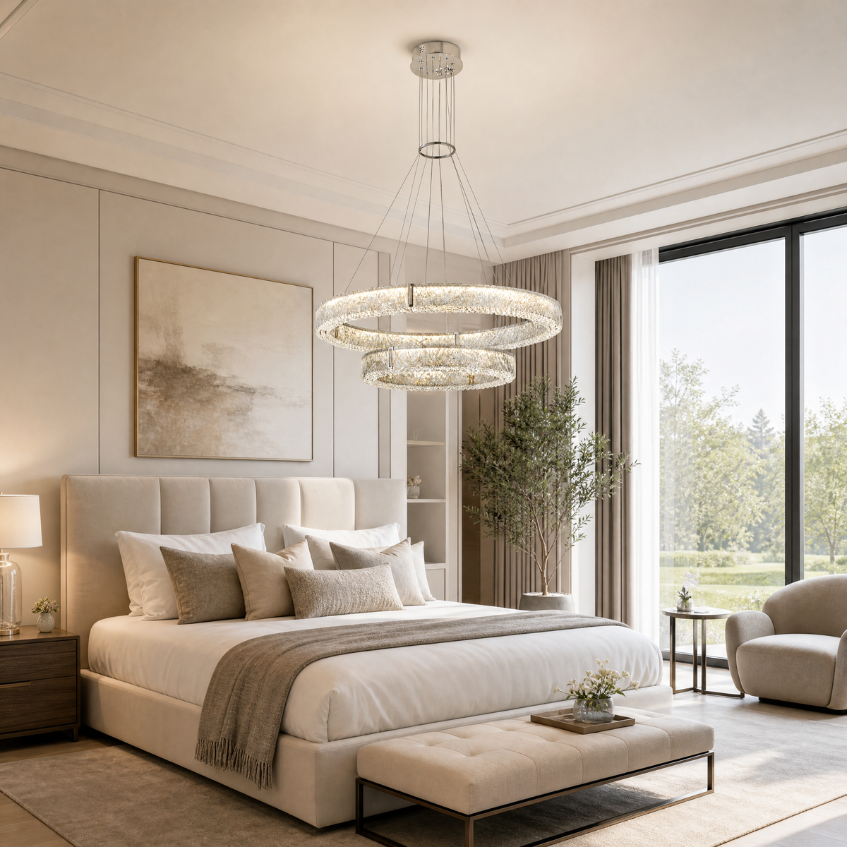 Roccia Stone Crystal Duo Chandelier