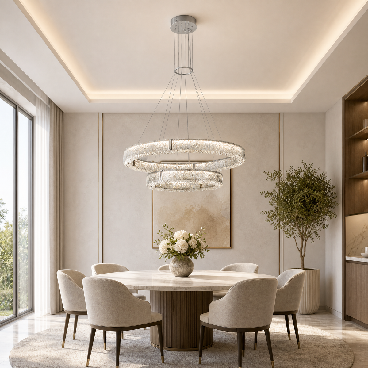 Roccia Stone Crystal Duo Chandelier