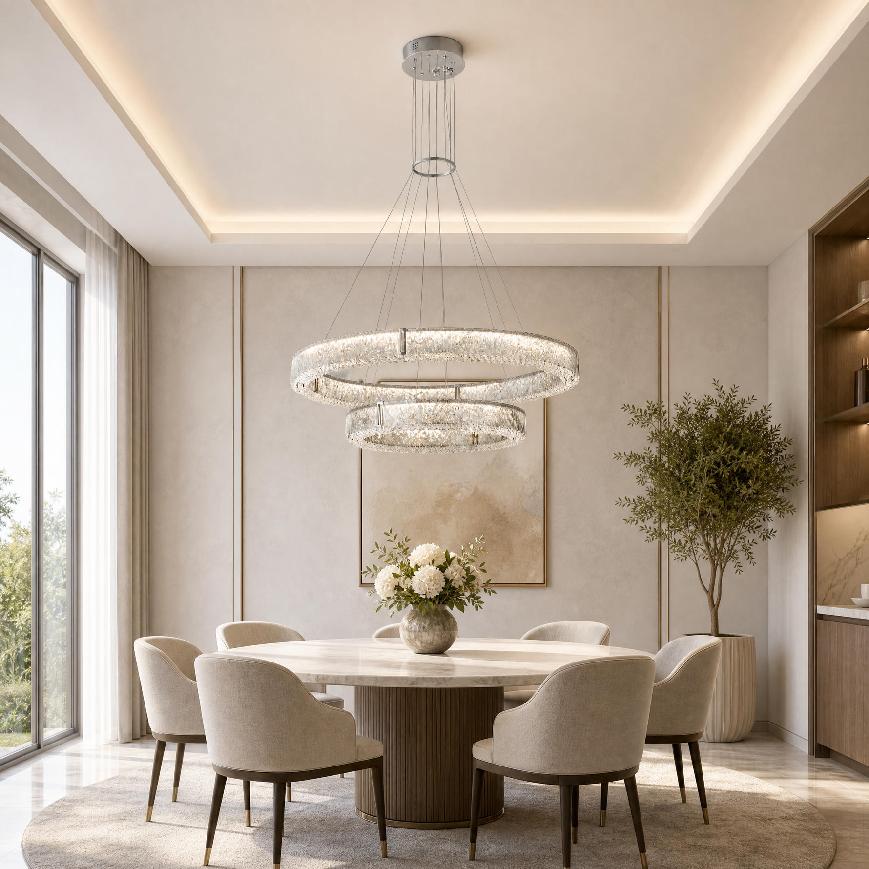 Roccia Stone Crystal Duo Chandelier