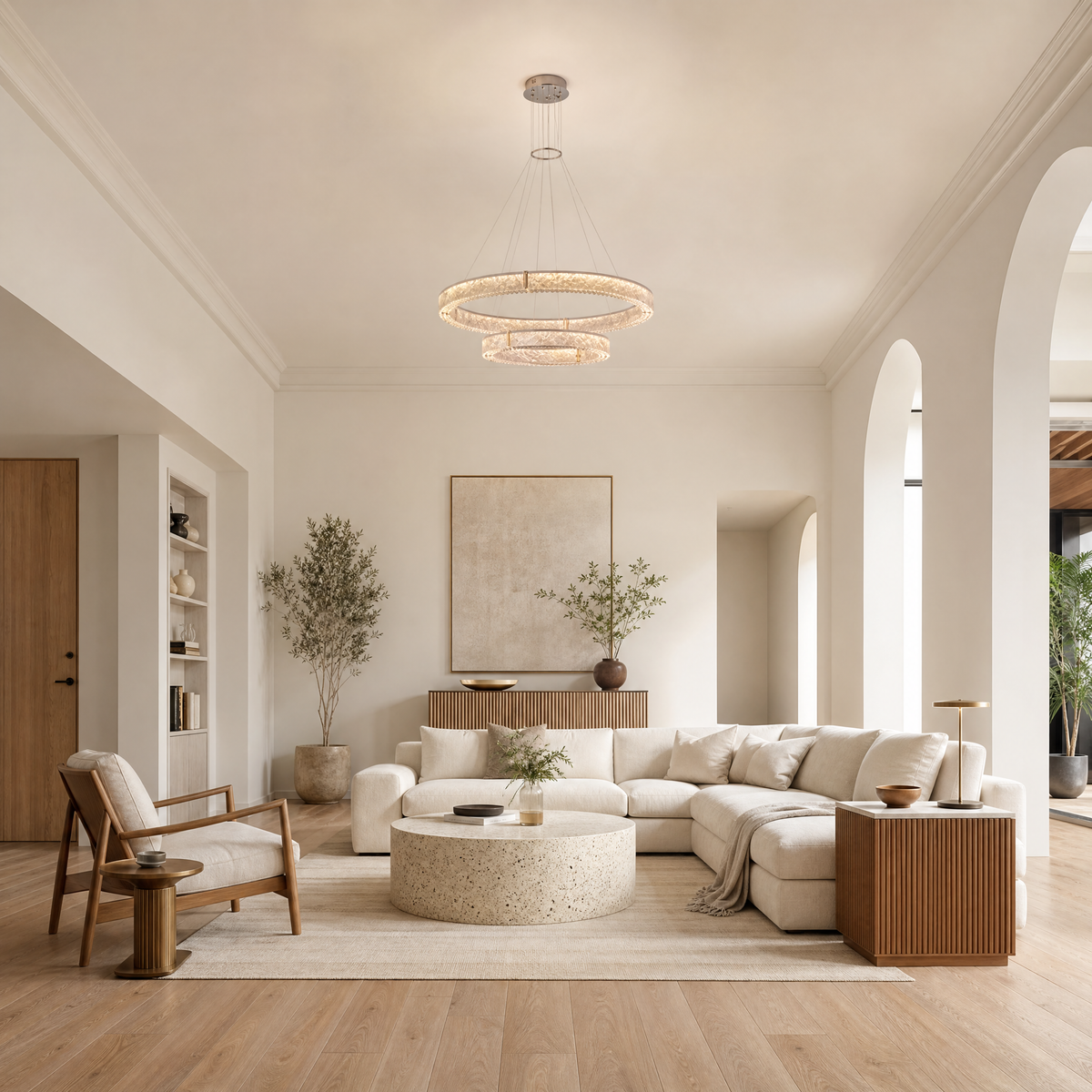 Roccia Stone Crystal Duo Chandelier