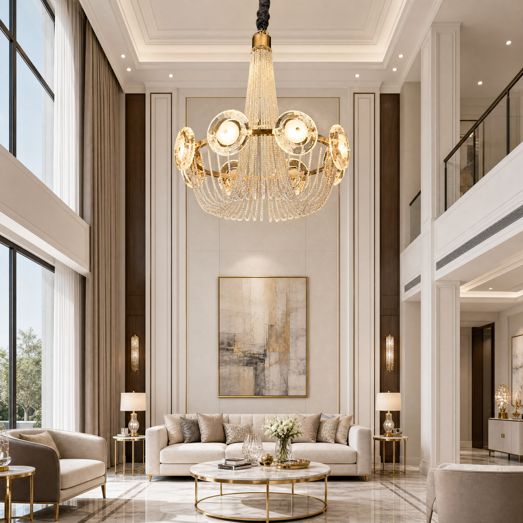 Rococo Dream Modern Sculptural Ring Chandelier