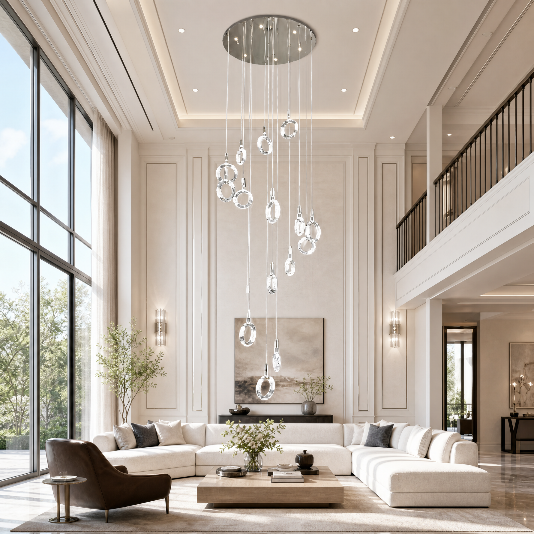 Rococo Dream Modern Sculptural Ring Chandelier